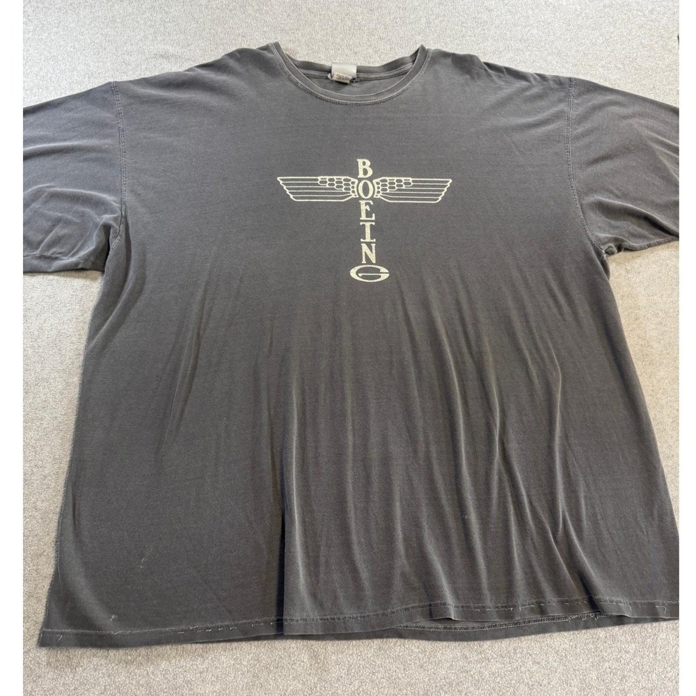 Boeing Graphic T-Shirt Mens 3XL Charcoal Gray Good Vintage Faded Aviation Tee